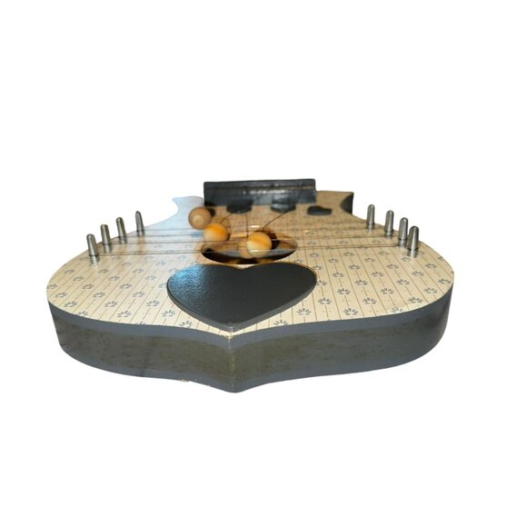 Vintage Van Klein Wood Door Harp Wall Hanging With Heart Design - Picture 4 of 6